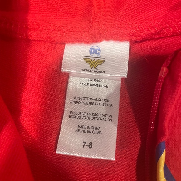 DC Wonder Woman Hooded Zip Sweatshirt, Girls 7-8, NWOT - Picture 3 of 6